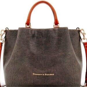 Dooney and Burke embossed lizard large Barlow bag with dust bag